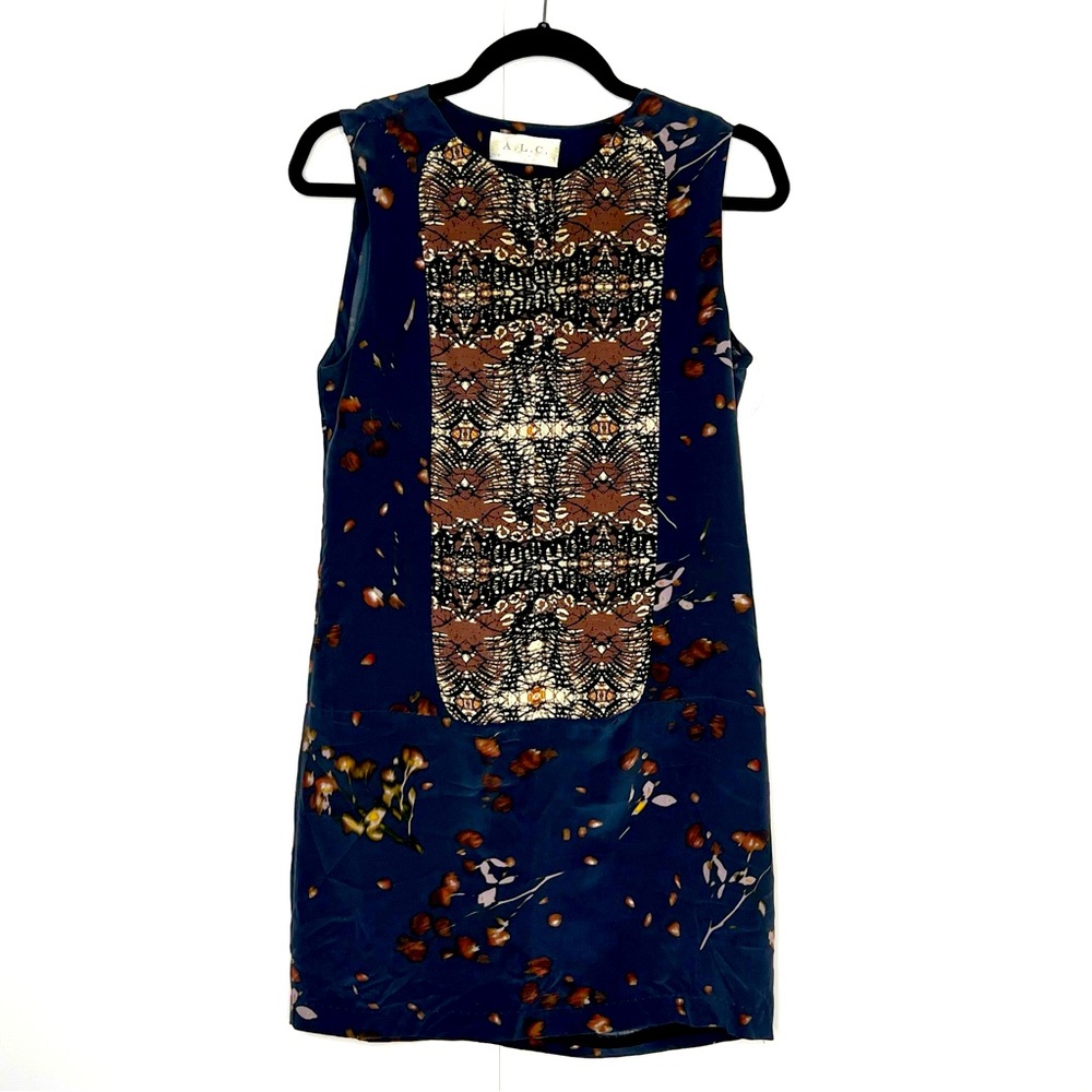 A.L.C. Blue and Taupe Patterned Dress - Picture 3 of 6